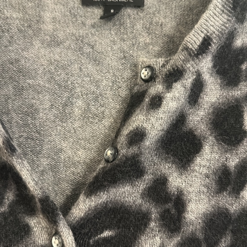 100% Cashmere Leopard Print Button Down Sweater - image 2